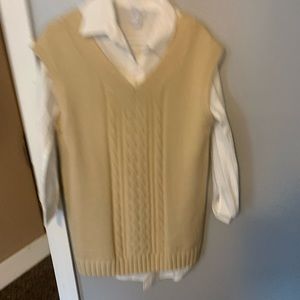 sweater dress with white polo dress underneath